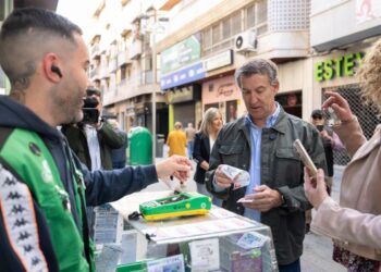 Feijóo juega el ‘Eurojackpot’ de la ONCE en el cierre de campaña de las elecciones andaluzas