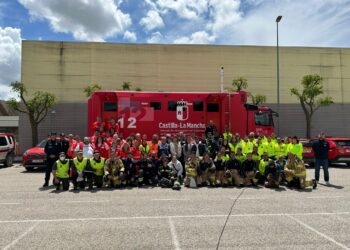 Cerca de un centenar de efectivos de los grupos de emergencia participan en el simulacro del Plan de Emergencia Exterior de DHL-L’Oréal en Quer