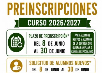 09/06/2026
					Educación
					
					Abierto el plazo de preinscripciones para el curso 2026/2027